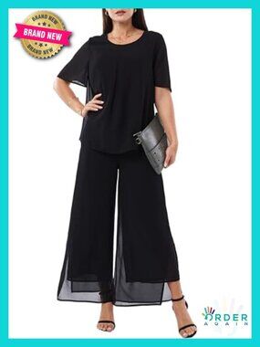 2 Piece Chiffon Pantsuit Set Ruffle Layers Formal Wedding Guest Pant Suits